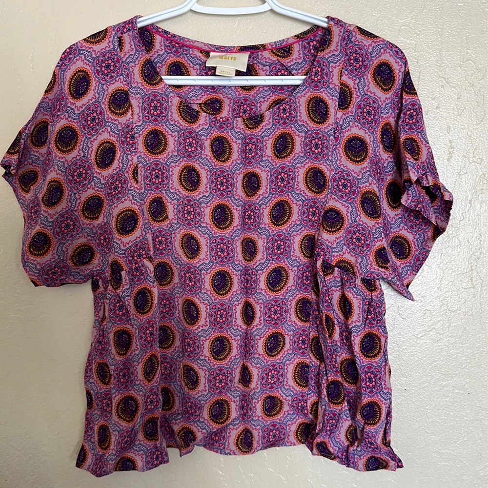 Maeve Anthropologie Printed Boho Top